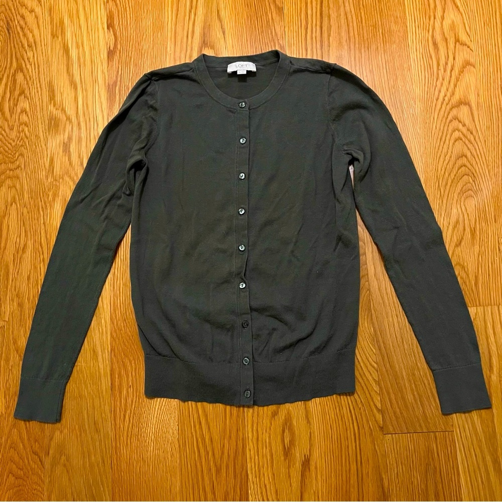 Loft green cardigan XS